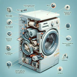 Disassembled Amana Washer: Key Parts for Spinning